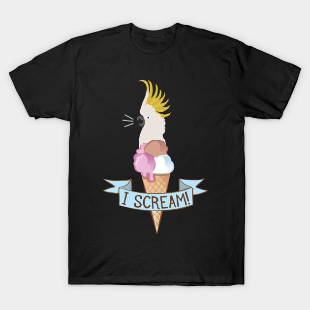 Sulfur Crested Cockatoo Ice Cream Parrot T-Shirt by Einstein Parrot